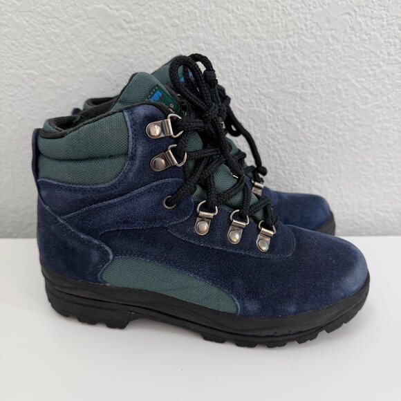 L.L. Bean Other - Vintage LL Bean Kids Suede Hiking Boots Blue Green Size 2